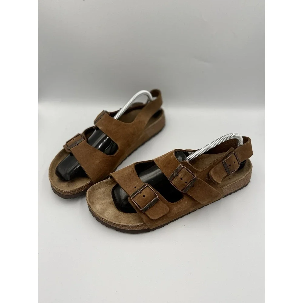 Betula Birkenstock 285 Double Strap Sandals EU 44 9.5 M11 Dark Brown Backstrap